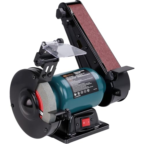 Bench Grinder with Belt Sander Combo, 2.5A Induction Motor, Grinder Sander for Knife Sharpening, Woodworking, Metal