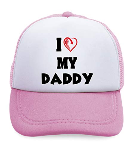 Summer Kids Trucker Hat I Love My Daddy Dad Father's Day Style G A Polyester Boys Girls Sun Toddler Caps Soft Pink Design Only Adjustable