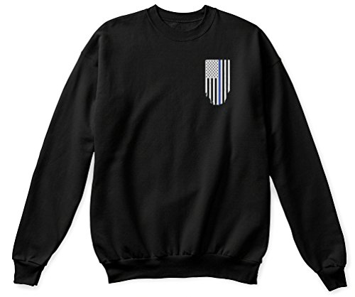 Thin Blue Line Flag Crew Neck Sweatshirt, Vertical Flag, Law Enforcement (X-Large, Black)2