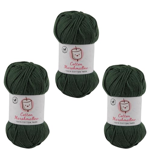 Image of NESTNHAVEN Cotton Marshmallow 100% Cotton Yarn - (50 g, 130 m) - Luxury Yarn for Crochet, Amigurumi, Embroidery, Toys, Garments, Flowers and Hobby Projects (Deep Green) |