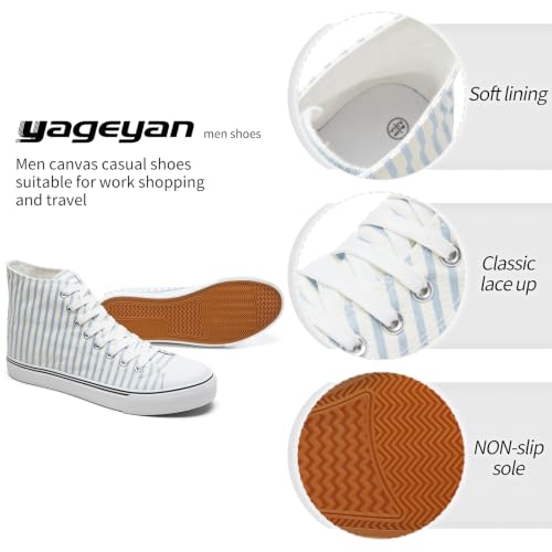 Image of yageyan Men's High Top Canvas Sneakers Fashion Lace up Walking Shoes Casual Classic