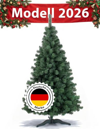 DecoKing Künstlicher Weihnachtsbaum 180 cm TESTSIEGER - Naturgetreu dichte Zweige Ø 105 cm | 10 Jahre Garantie | Einfach aufzubauender Christbaum | Tannenbaum künstlich Premium | Made in EU