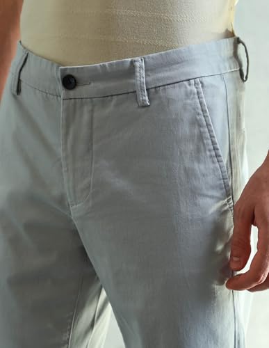 Image of Arrow Sport Men Slim fit Cotton SolidMid Rise waistTrousers