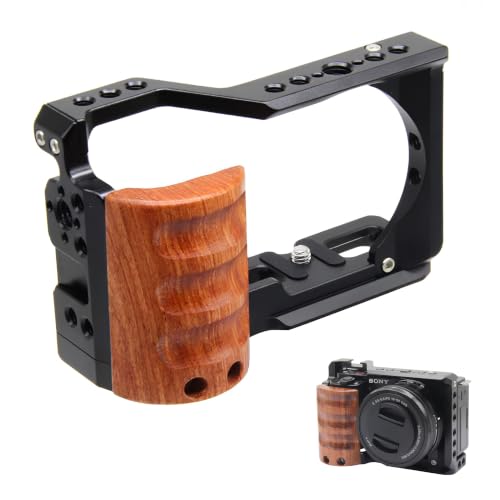 Image of Simpex Camera cage Compatible with ZV-E10 Black,Mount Accessories,NATO Rail and 1 /4″-20,Integrated Handgrip,Includes Arca Bottom Plate,Detachable Mounts