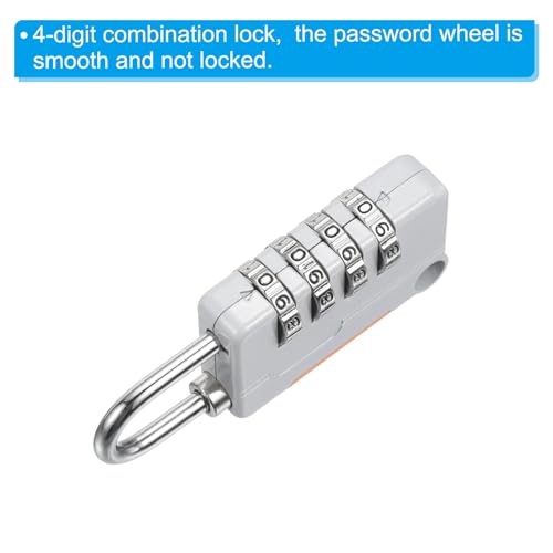 Image of PATIKIL Security Steel Cable with 4 Digit Combination Lock, 2 Set 4.9Ft Coated Safety Wire Rope Double Loop Padlock for Outdoor Travel Luggage, Gray