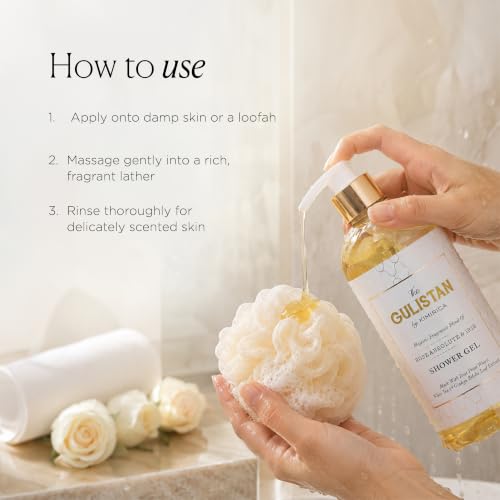Image of Kimirica The Gulistan Shower Gel Bottle, 100% Vegan and Paraben Free with Goodness of Rose Water, White Tea and Ginkgo Biloba, 300ml 100% Vegan (Rose Absolute & Iris, 300ml)