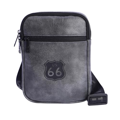 ROUTE 66 - Bolso Hombre - Bandoleras Hombre - Bolso hombre bandolera - Bolso Bandolera hombre - Bandolera de piel - regalo para uso diario, viaje, negocios, Cesar