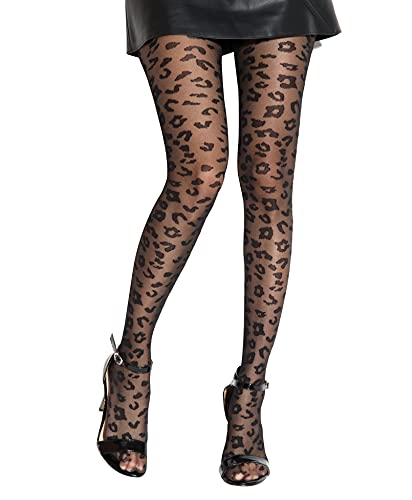 Gi&Gi Damen-Strumpfhose Leopardenmuster 40Den Extra Comfort Gute Qualität Made in Italy N.1307 (L/XL)