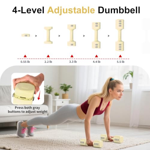 Image of 2-in-1 Adjustable Dumbbell Set, 4-Level Weights for Women