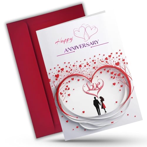 Image of AanyaCentric Anniversary Printed Greeting Card with Red Envelope 8.3x11.7 inch Special Romantic Gift for Husband Wife Marriage Celebration Couple Greeting