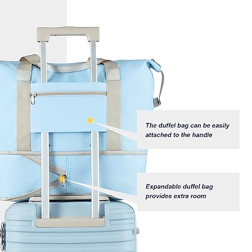 Image of Joyway Luggage Set 3 Piece Suitcase Sets with Spinner Wheel,Hardside Expandable Travel Laggage with TSA Lock (13 /20 /24 /28 Lightblue brown