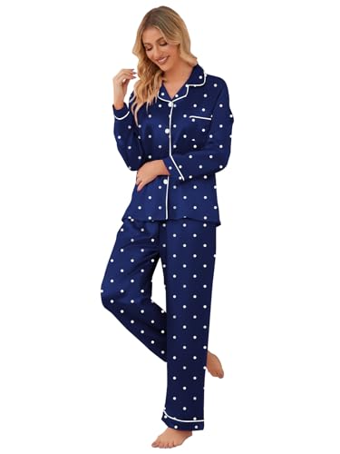 Image of Schbbbta Girls & Women Satin Pajamas Set, 2Piece Silk Nightwear Button-Down Sleepwear for Teen Kids, 3 Years - Women XXL