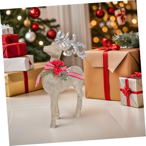 Statue de renne décorative de Noël aux finitions dorées pailletées - 7