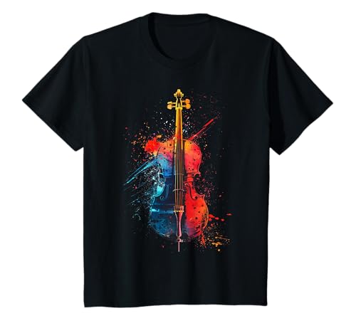 Cello instrument on colorful painted Cello T-Shirt