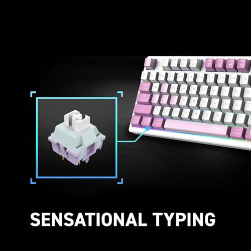 Image of msi Forge GK600 TKL W Violet US - Mechanical Linear SWITCHES - Dye-Sublimated PBT Keycaps, Anti-Slip Base, RGB LED, USB 2.0, Bluetooth, 2.4 GHz - Tenkeyless