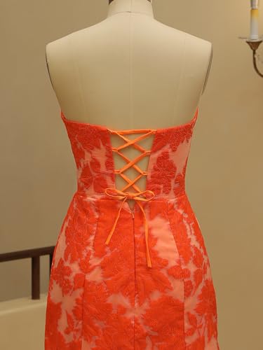 Strapless Bodycon Homecoming Dresses for Teens 2025 Short Jacquard Satin Mini Cocktail Party Dress with Slit2