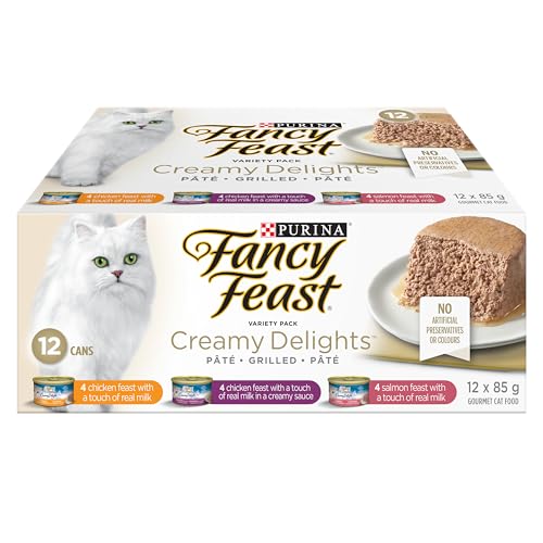 Fancy Feast Creamy Delights Wet Cat Food Variety Pack 3 Flavours – 85 g Can (12 Pack)