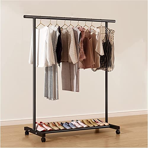FGXHHS Coat Rack Hanger on Wheels, Metal Garment Display Stand with Storage Shelf, 60 Kg Load Capacity