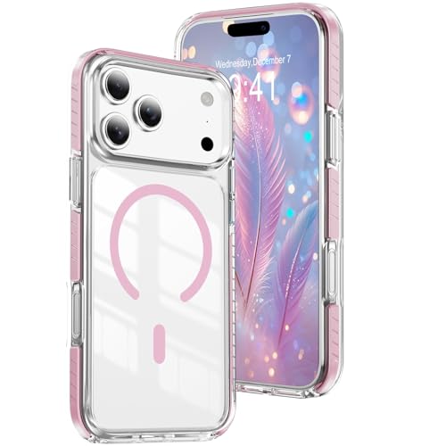 Coque iPhone 17 Pro Max MagSafe rose transparent idéale pour vos photos et sorties quotidiennes