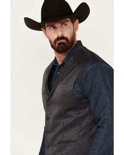 Cody James Men's Nashville Paisley Print Dress Vest - CJPV2405-DKGRY Medium US2