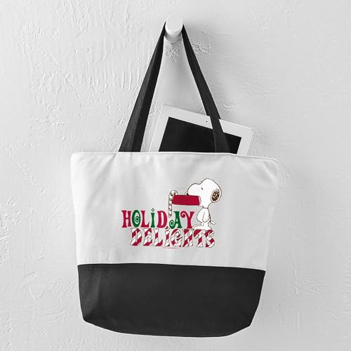 CafePress Snoopy Holiday Delights Canvas Tote Top Zipper Closure4