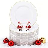 WDF 60pcs Gold Plastic Dinner Plates -10.25inch Baroque White and Gold Plates Fancy Heavy Duty Plastic Plates for Upscale Christmas & Wedding & Birthday