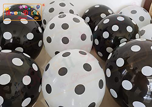 Image of RasuDecor 20 Pieces 12 inch Polka Dot Latex Balloon White-BlackDot and Black-WhiteDot Balloons (10+10), 12 Inch Latex Polka Dots Balloons for Kids Women Men Birthday Easter Engagement Wedding, Halloween Party Supplies Decor #RasuImpex (20Pcs 12 inchPolkaDotBlack /White)