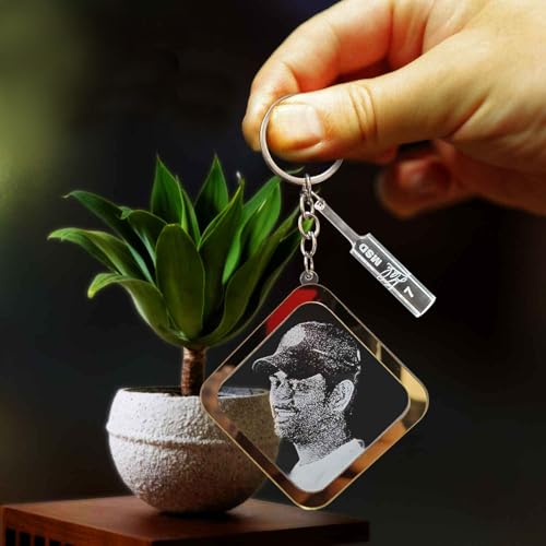 MS Dhoni Laser Engraved Keychain with MSD signature bat- Thala Dh...