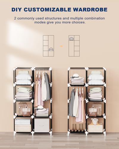 Image of Mavivegue Portable Closet,Wardrobe Closet,Wardrobe,Portable Closets for Hanging Clothes,for Bedroom and Living Room, Black
