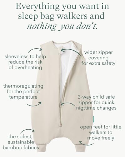 Image of PurComfy Supersoft Toddler Sleep Sack with Feet 1.0 TOG Premium Bamboo Viscose Sleep Bag Walker with Legs 12-18-24-2t-4t-5t