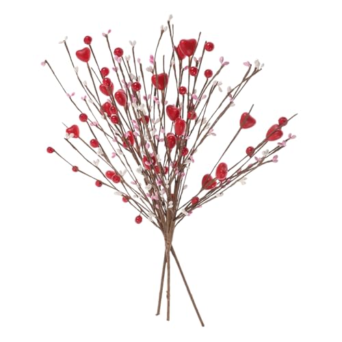 Ciieeo Valentine's Red Shaped Berry Picks Berry Stems Flower Garland for Table