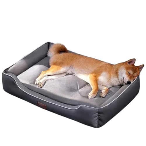 REENEW 噛んでも破れない犬用ベッド オックスフォード生地 清掃しやすい ペットベッド 犬 クッション性が 高反発 滑り止め 四季通用 犬のベッド 通気 防水 快適で ペット ベッド 猫 小型犬 中型犬 大型犬 5つのサイズ (グレー,L)