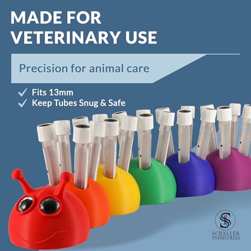 Image of S I Schaller Industries Rainbow Caterpillar Test Tube Holder, 13mm - Veterinary Blood Test Tube Rack, Holds 20 Vials, Compact Fun Design Organizer for Pediatric and Veterinary Use