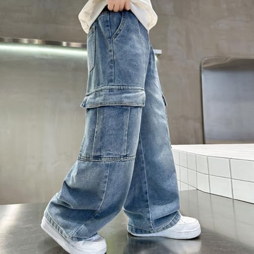 Baggy Cargo Jeans for Teens Boys Kids Casual Wide Leg Denim Pants with Pockets Fashion Relaxed Fit Jean2