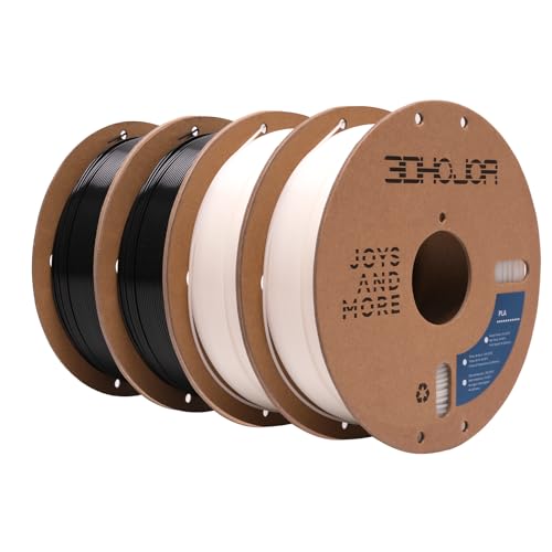 Image of 3DHoJor PLA Filament 1.75mm,3D Printer Filament 1kg*4 Bundle Cardboard Spool, Fit Most FDM 3D Printer,Dimensional Accuracy + /- 0.03 mm,Vacuum Packaging-Black+White 4Pack