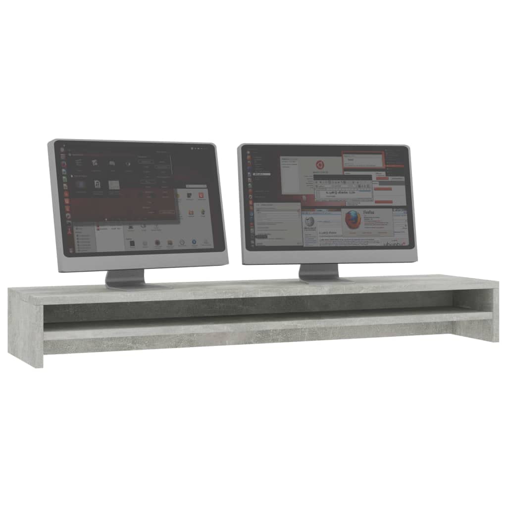 Homgoday Supporto per monitor grigio cemento 100 x 24 x 13 cm, in legno ingegnerizzato, supporto da scrivania per monitor e laptop