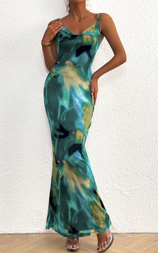Image of PRETTYGARDEN Women's 2026 Summer Floral Spaghetti Strap Maxi Dress Stretch Sexy Bodycon Dress Backless Slip Long Dresses