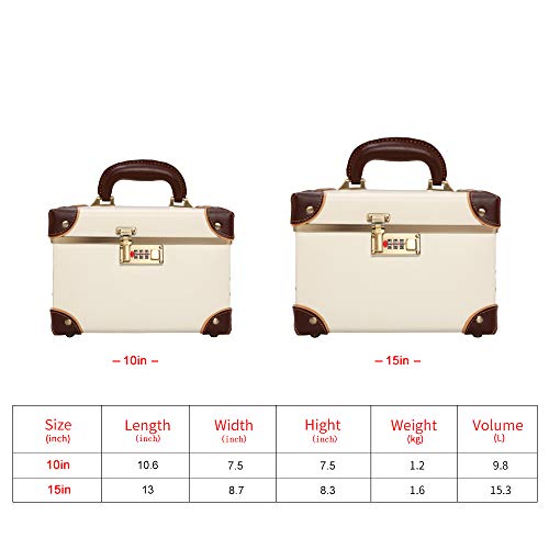 urecity Portable Makeup Train Case Cosmetic Organizer Case Leather Storage Box with Combination Lock (15