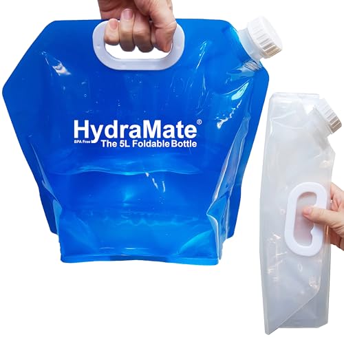 Water Carrier Camping Bottle Collapsible - 2 x 5L Water Containers - BPA FREE Lightweight Foldable Portable Water Bags For Camping and Festivals. Moulded Handle, Easy To Carry. 10L Total Storage.