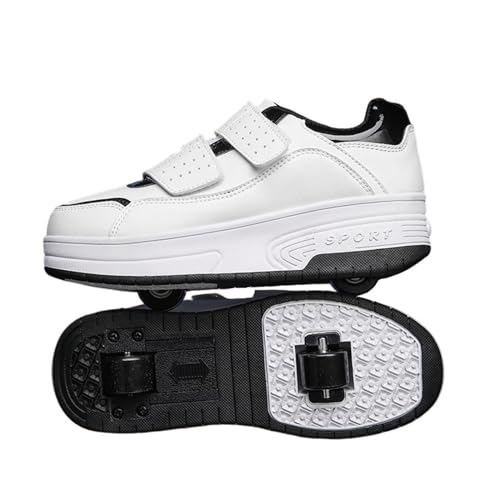 Kids Roller Shoes Boy Girl Sneakers, Classic Colours Parkour Shoes with 2-Wheels Unisex Skateboarding Shoe Retractable Skating Shoes for Children's Students Sports Play