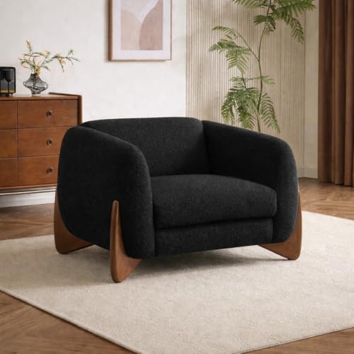 Image of Modern Classic 5 Seater Sofa Couch Fabric & Valvet Tufted Chesterfield Sofa Living Room and Office (Boucle Black 3+1+1) | Premium Material