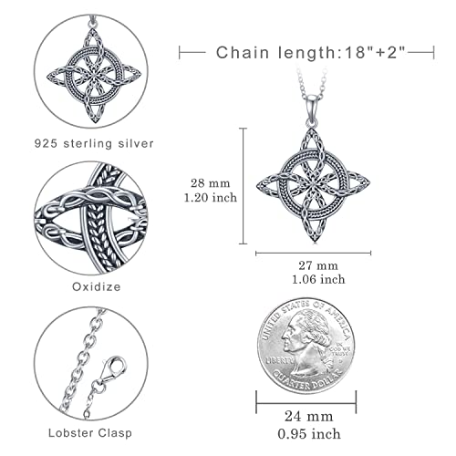 Witches Knot Necklace for Women 925 Sterling Silver Witch Pendant Necklace Good Luck Irish Pagan Wiccan Jewelry Gift for Women4