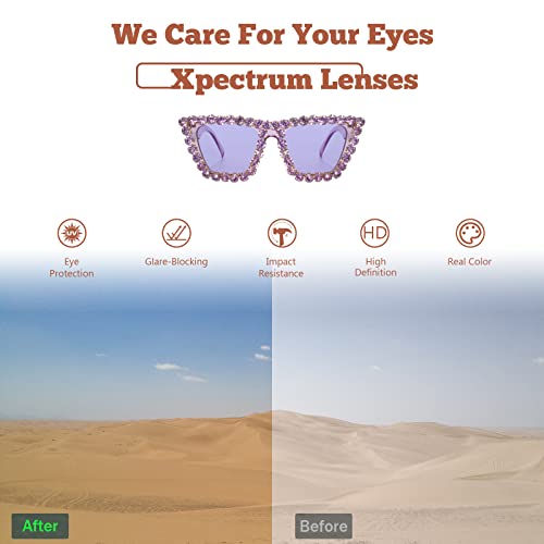Image of Xpectrum Sparkly Diamond Sunglasses Bling Square Frame Festival Disco Rhinestone Accessories
