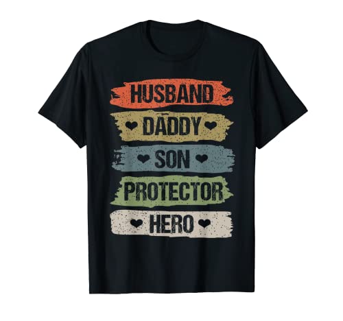 Vintage Husband Daddy Son Protector Hero For Dad Fathers Day Maglietta