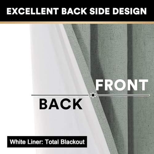 Image of PrinceDeco Blackout Curtains for Bedroom Energy-Efficient Temperature Regulators Curtains for Sliding Glass Doors Anti Rust Sliding Glass Door Curtain for Living Room,100 X L84 Inch,Green Bay