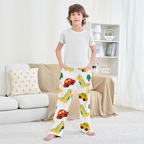 Dinosaur Car Tree Boys Pants Boys Athletic Pants Long Pant for Boy with Pockets Wide-Leg Size 6-14Y 6