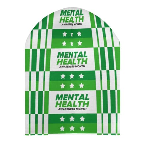 Mental Health Awareness Month Kids Beanie Hat for for Girls Boys Children Cap Winter Knitted Chemo Cancer Headwear Accessories Gifts Decoration Black3