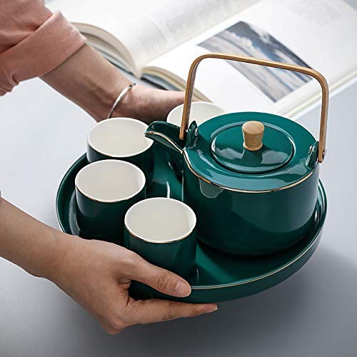 SGSG Juego de té de cerámica Creativa nórdica, Juego de Taza de café, té de la Tarde, Bandeja de fregado para el hogar… - Imagen 6