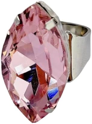 Exaggerated Marquise Shape Rhinestone Cocktail Statement Ring for Women Chunky Large Geometric Thick Crystal Gemstone Open Finger Rings Party Engagement Wedding Anniversary Prom Jewelry Accessories