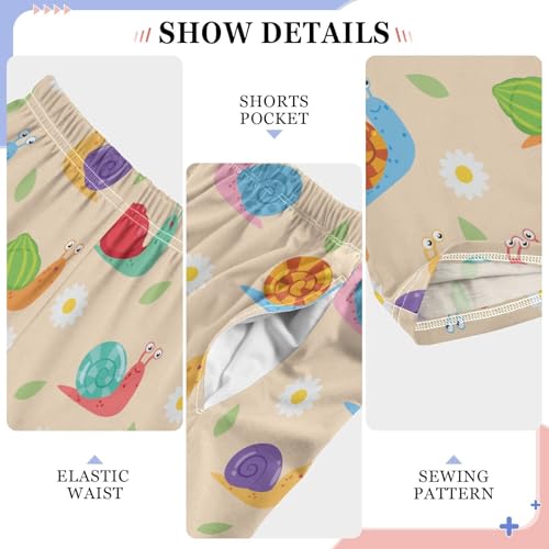 Snail Daisy Flowers Boys Long Pants Soft Trousers Elastic Waist Kids Lounge Bottoms with Pockets S-XL4